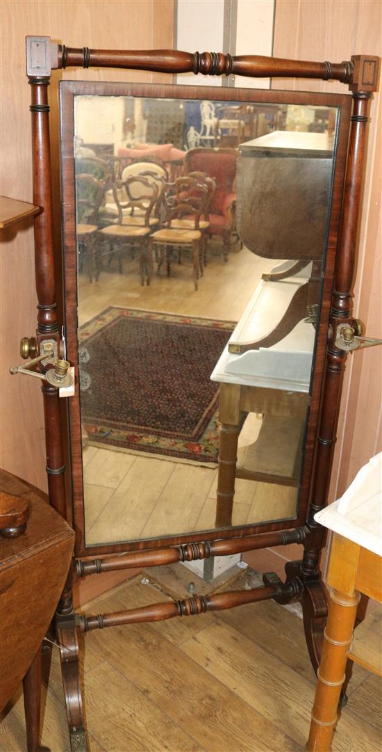A Regency cheval mirror W.83cm
